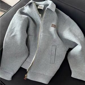 MIUMIU letter embroidered air layer zipper jacket